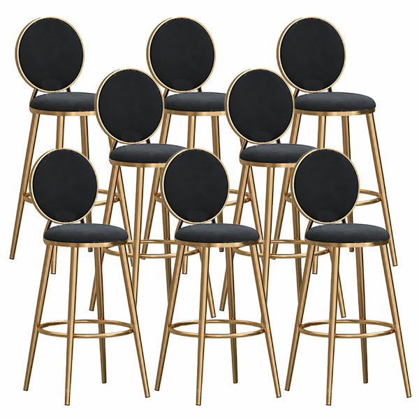 Nordic Glam Style Bar-stool Round Counter Bar-stool with Metal Legs for Home