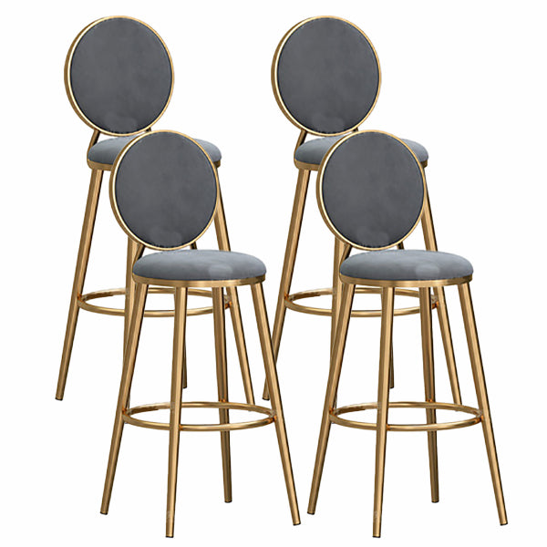 Nordic Glam Style Bar-stool Round Counter Bar-stool with Metal Legs for Home