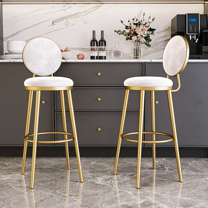 Nordic Glam Style Bar-stool Round Counter Bar-stool with Metal Legs for Home