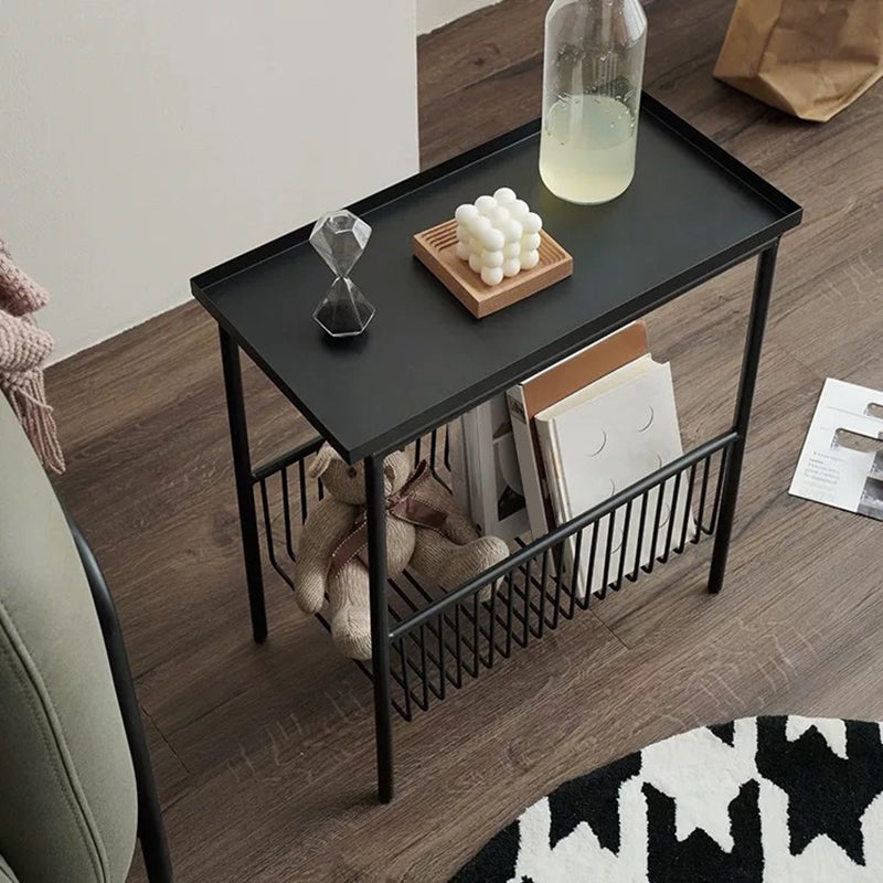 Modern Style with Storage Rack White/black Metal Iron Nightstand