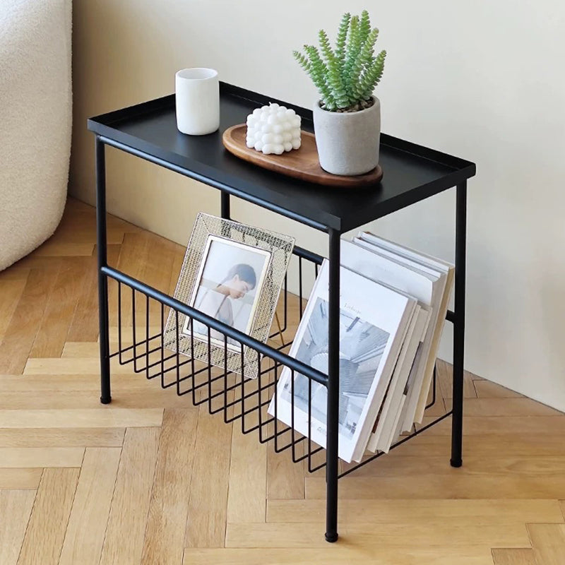 Modern Style with Storage Rack White/black Metal Iron Nightstand