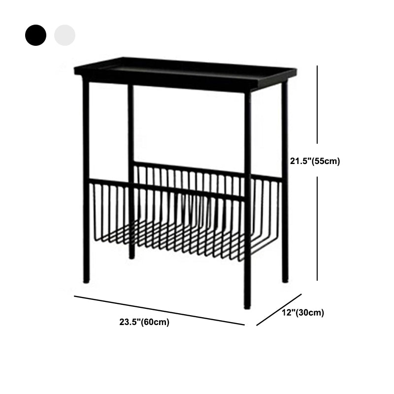 Modern Style with Storage Rack White/black Metal Iron Nightstand