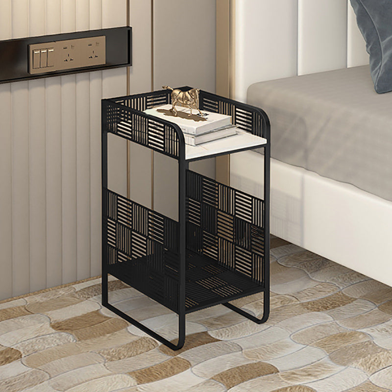 White/Transparent/black Top Metal Iron Gold/black Foot Nightstand