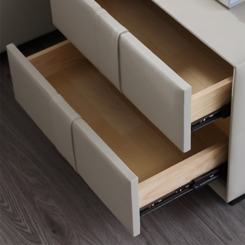 Modern Style with Two Drawer Grey/off-white/brown/leather Nightstand