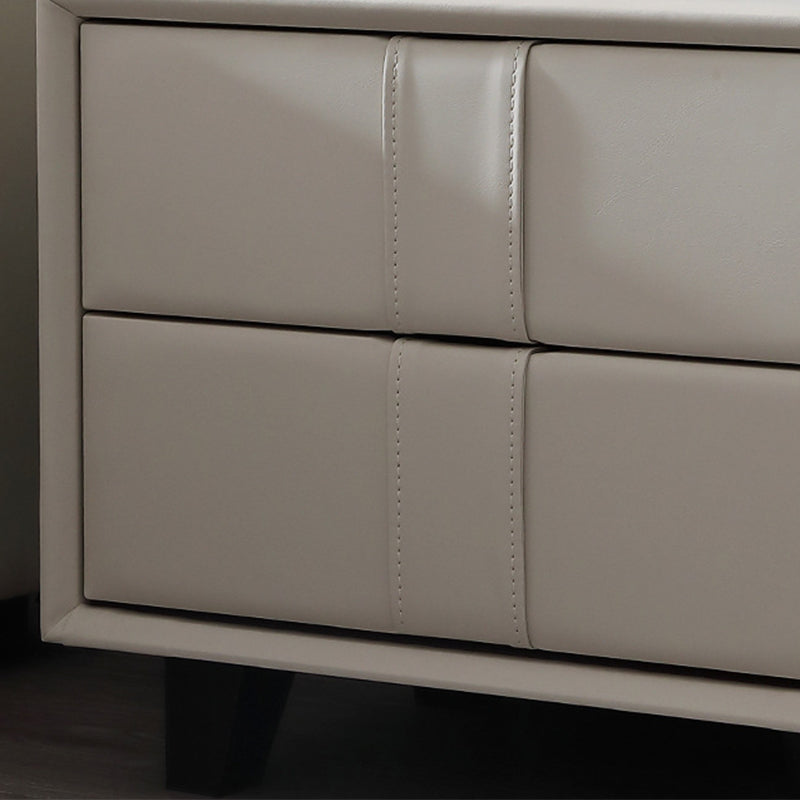 Modern Style with Two Drawer Grey/off-white/brown/leather Nightstand