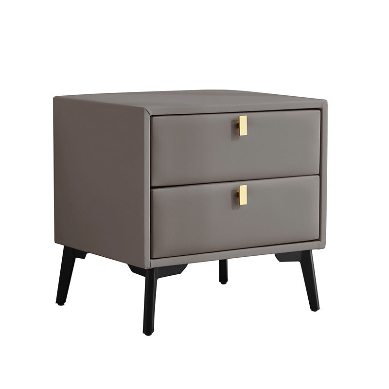 Modern Style with Two Drawers and a Choice of Color Leather Nightstand