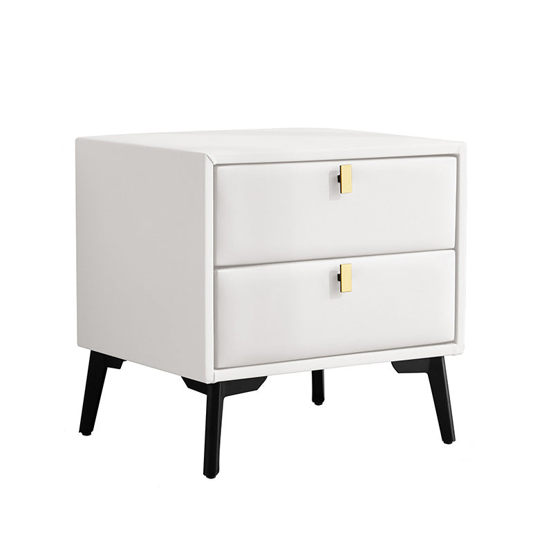 Modern Style with Two Drawers and a Choice of Color Leather Nightstand