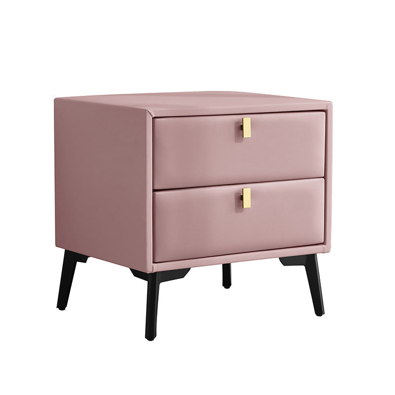 Modern Style with Two Drawers and a Choice of Color Leather Nightstand