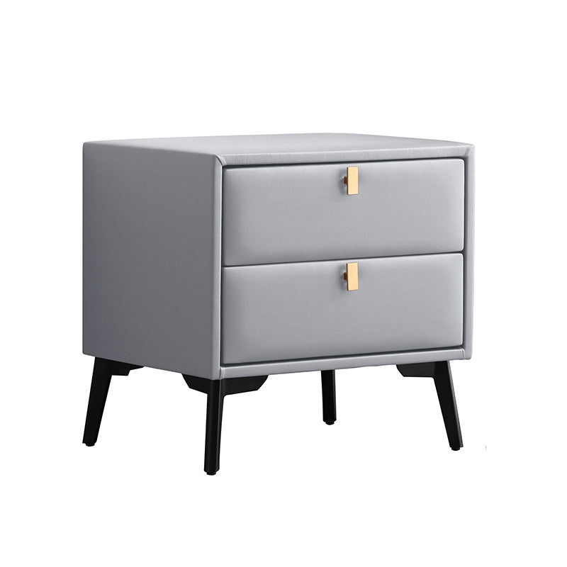 Modern Style with Two Drawers and a Choice of Color Leather Nightstand