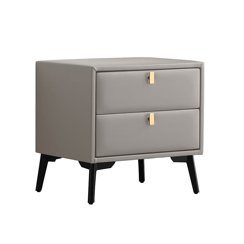 Modern Style with Two Drawers and a Choice of Color Leather Nightstand
