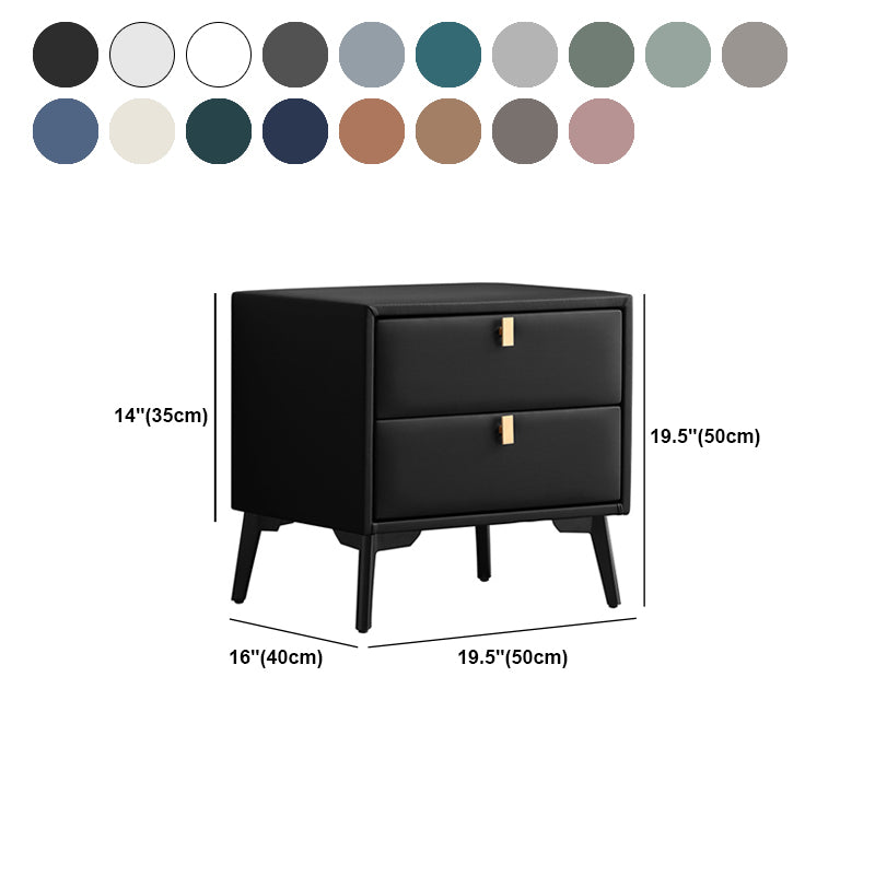 Modern Style with Two Drawers and a Choice of Color Leather Nightstand