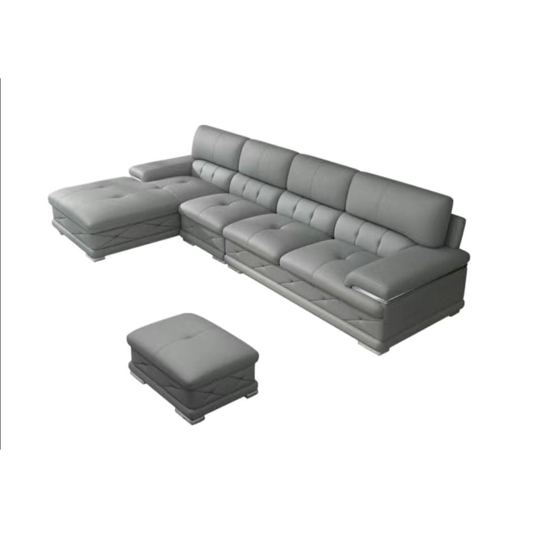 Genuine Leather Sofa & Chaise Modern Tufted Pillow Top Arm Sofa