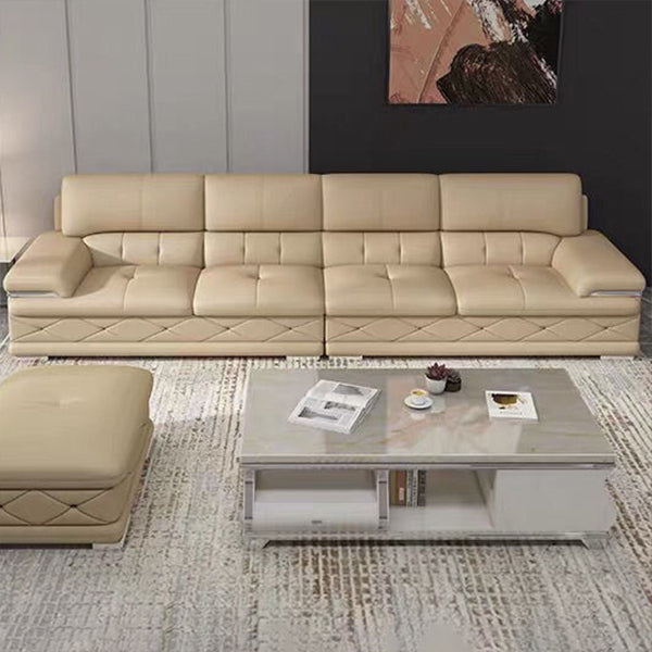Genuine Leather Sofa & Chaise Modern Tufted Pillow Top Arm Sofa