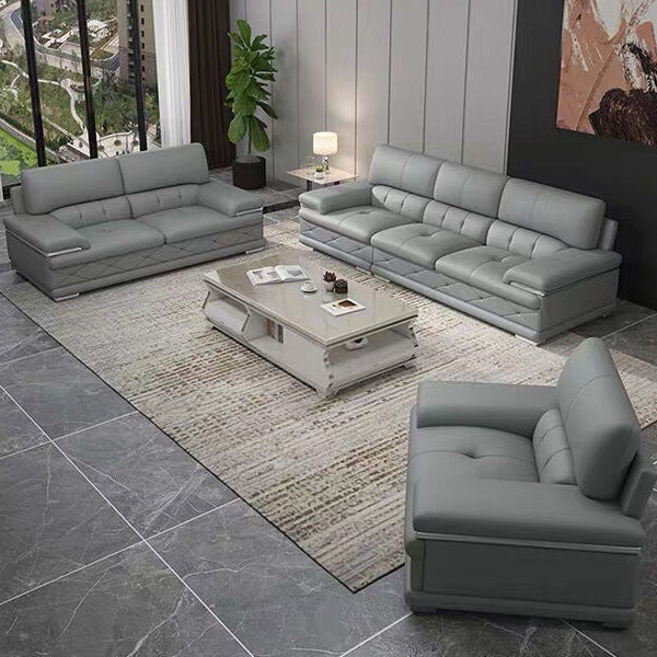 Genuine Leather Sofa & Chaise Modern Tufted Pillow Top Arm Sofa