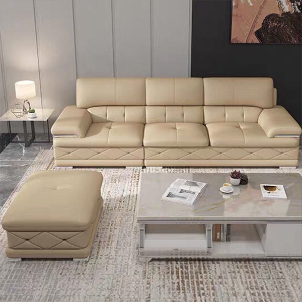 Genuine Leather Sofa & Chaise Modern Tufted Pillow Top Arm Sofa