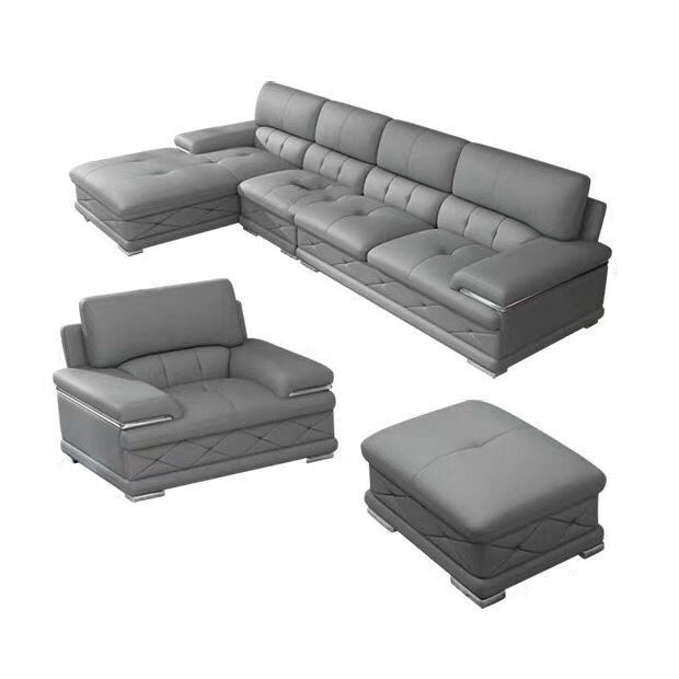 Genuine Leather Sofa & Chaise Modern Tufted Pillow Top Arm Sofa