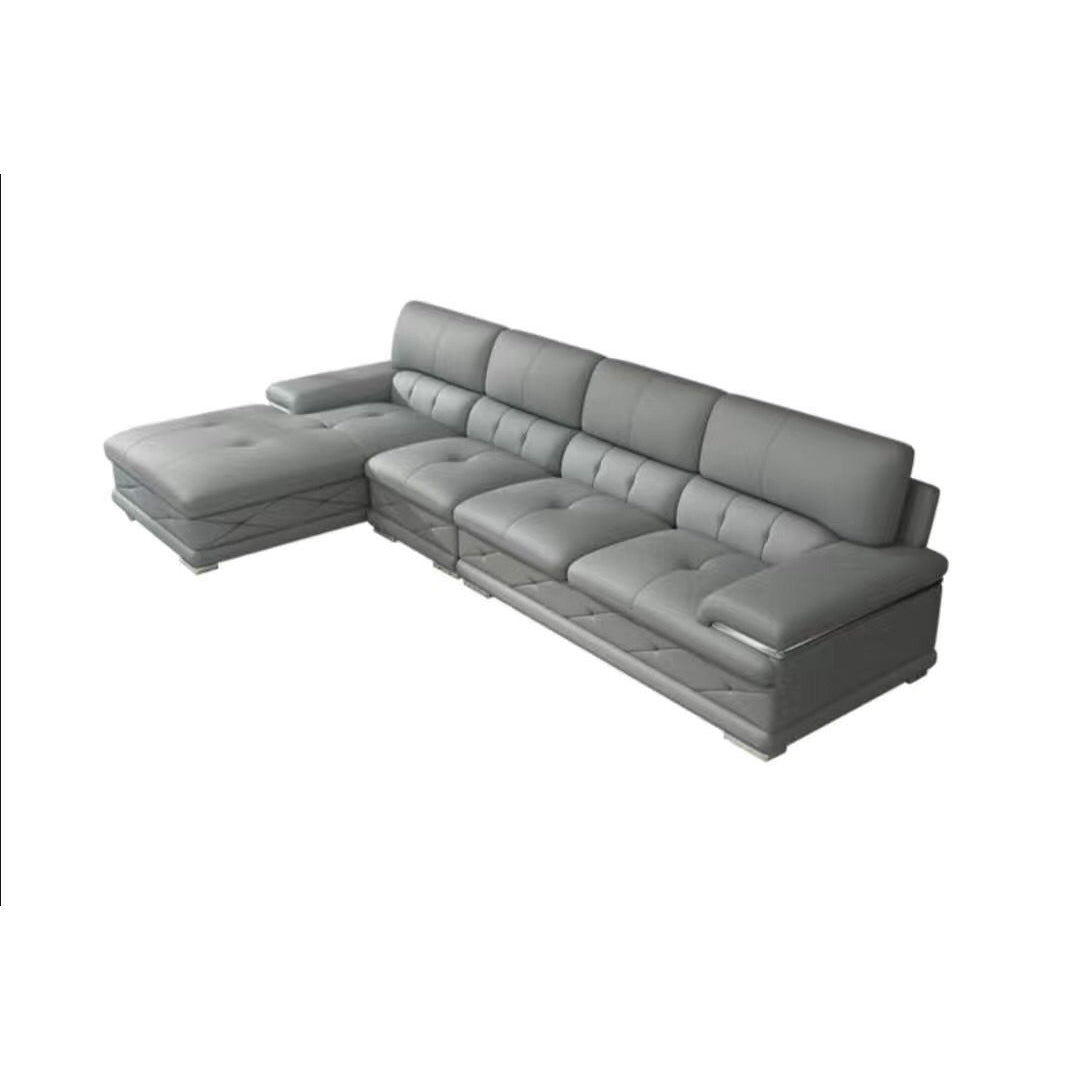 Genuine Leather Sofa & Chaise Modern Tufted Pillow Top Arm Sofa