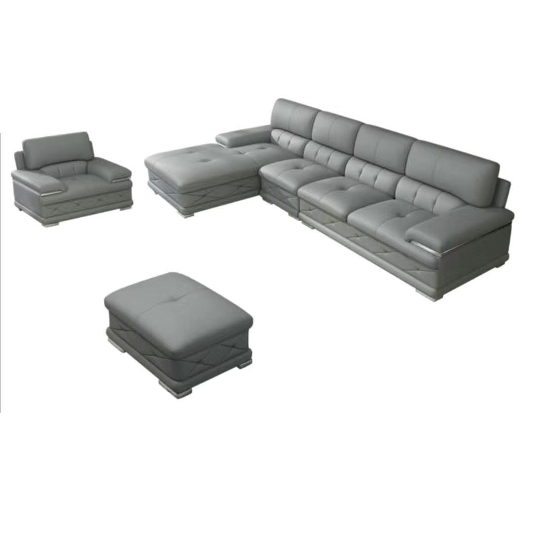 Genuine Leather Sofa & Chaise Modern Tufted Pillow Top Arm Sofa