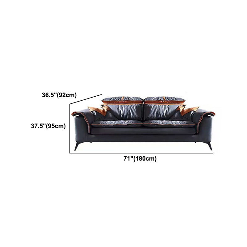 Contemporary Pillow Top Arm Sofa & Chaise Tufted Faux Leather Sofa