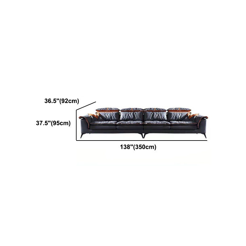 Contemporary Pillow Top Arm Sofa & Chaise Tufted Faux Leather Sofa