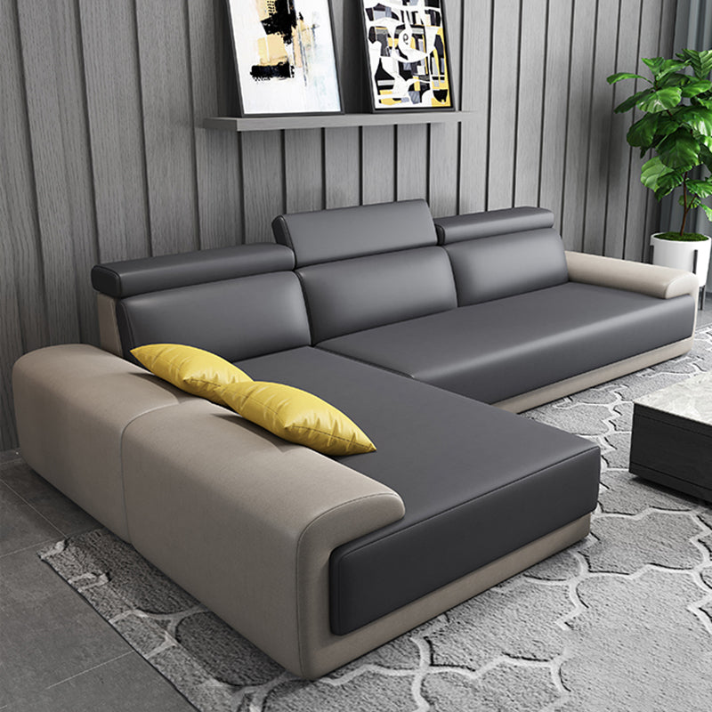 Fabric Pillow Top Arm Sectional Sofa 39.37"High Adjustable Cushion Back Sofa