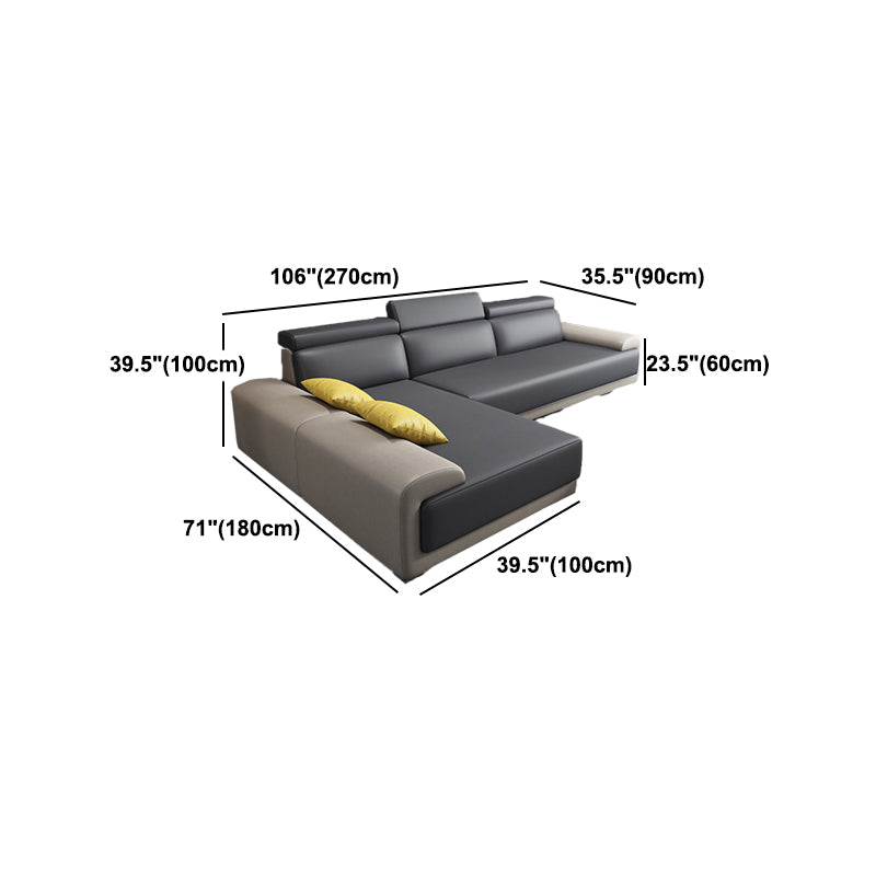 Fabric Pillow Top Arm Sectional Sofa 39.37"High Adjustable Cushion Back Sofa