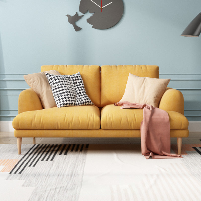 Recessed Arm Cushion Back Contemporary Cotton Living Room Sofa