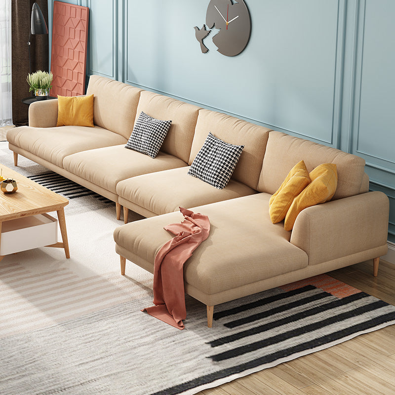 Recessed Arm Cushion Back Contemporary Cotton Living Room Sofa