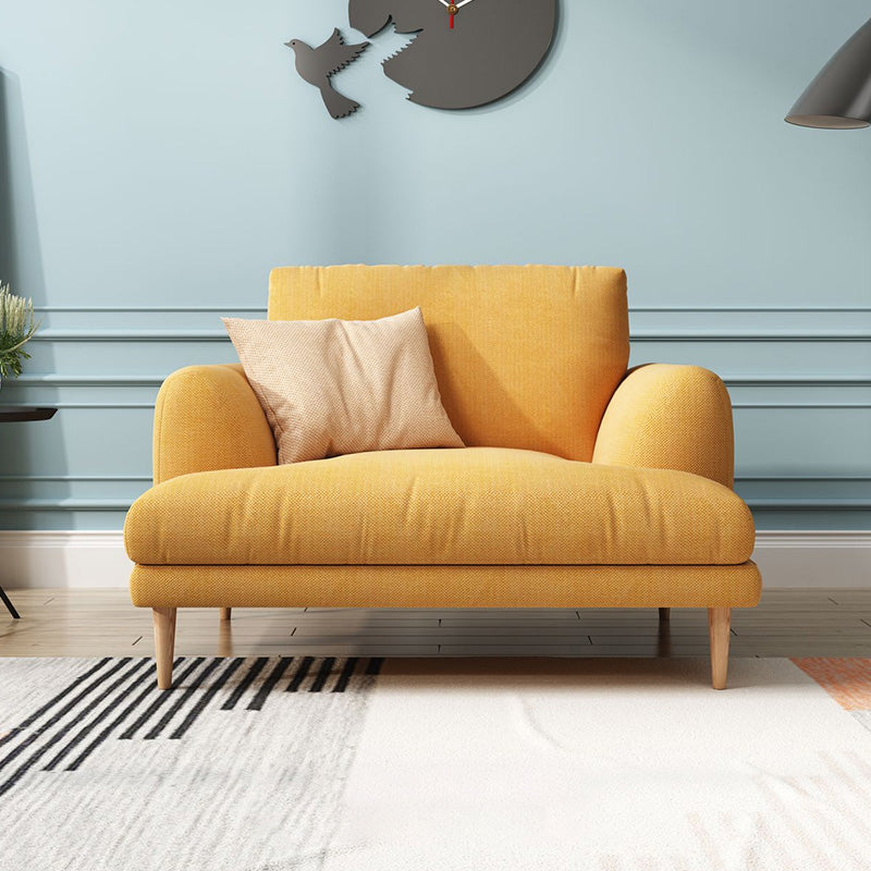 Recessed Arm Cushion Back Contemporary Cotton Living Room Sofa