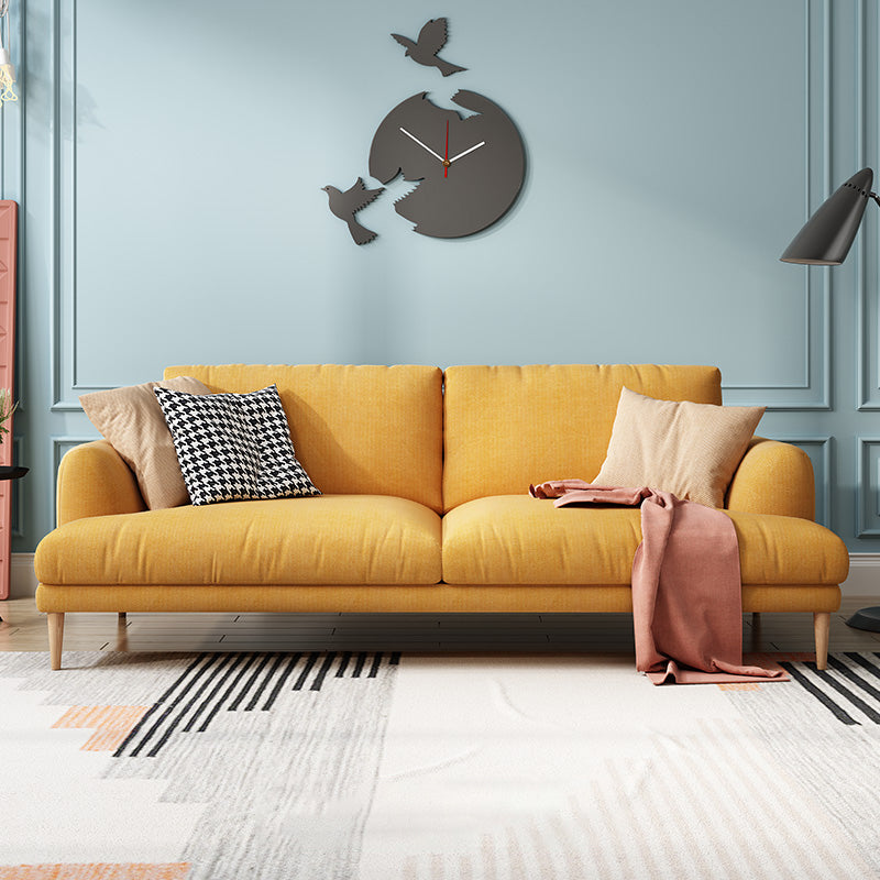 Recessed Arm Cushion Back Contemporary Cotton Living Room Sofa