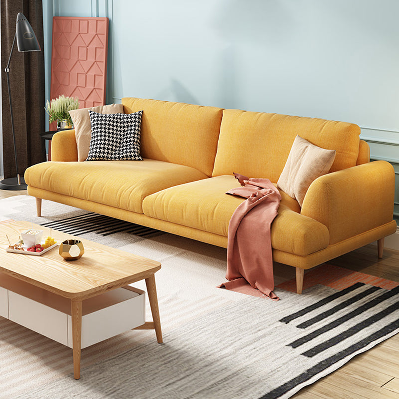 Recessed Arm Cushion Back Contemporary Cotton Living Room Sofa