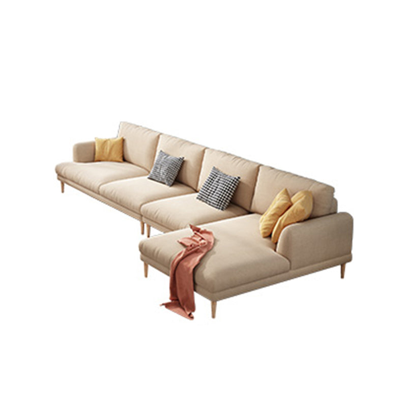 Recessed Arm Cushion Back Contemporary Cotton Living Room Sofa