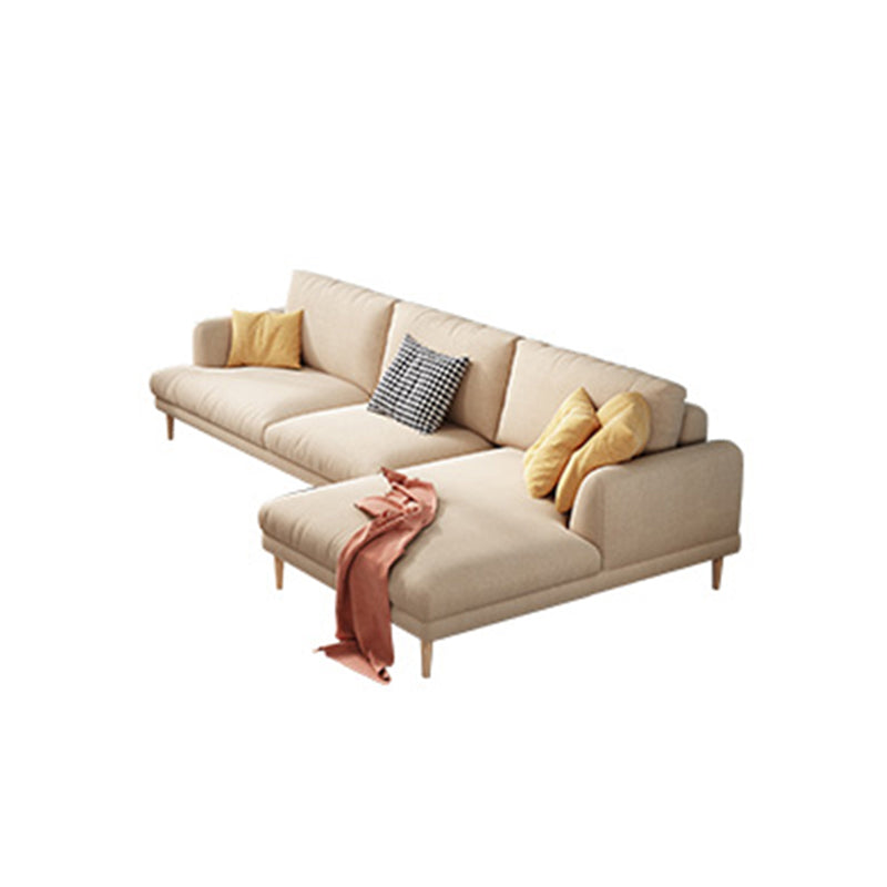 Recessed Arm Cushion Back Contemporary Cotton Living Room Sofa