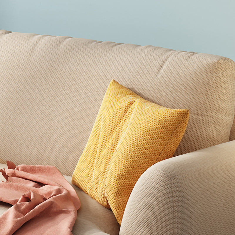 Recessed Arm Cushion Back Contemporary Cotton Living Room Sofa