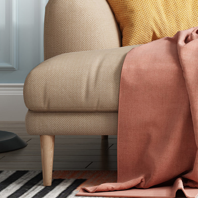 Recessed Arm Cushion Back Contemporary Cotton Living Room Sofa