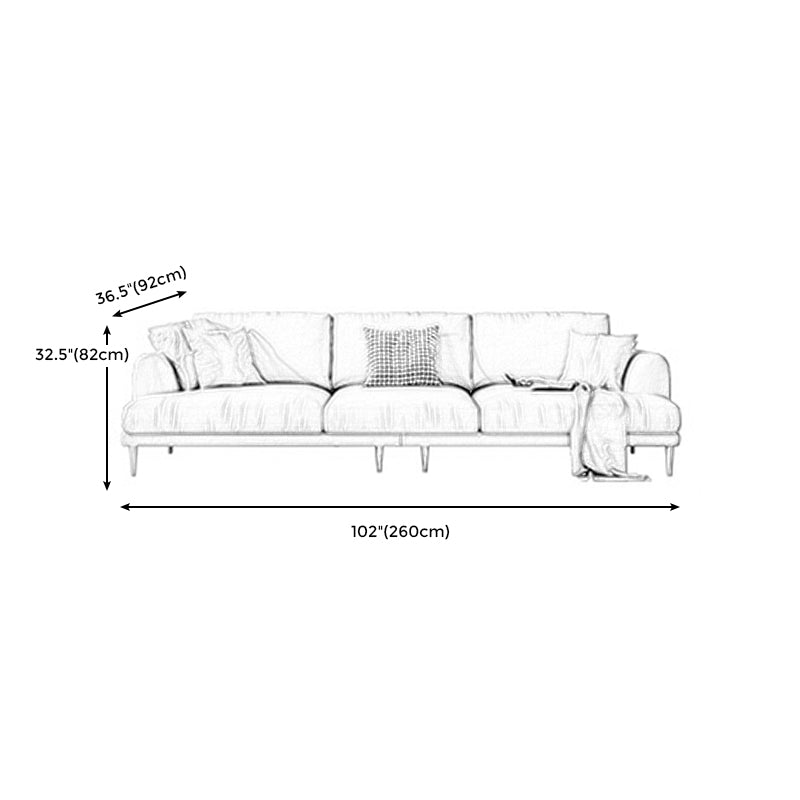Recessed Arm Cushion Back Contemporary Cotton Living Room Sofa