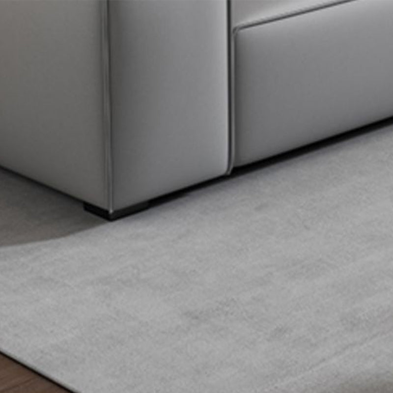 Scandinavian Grey Faux Leather Square Arm Sofa/Sectional with Wear-Resisting