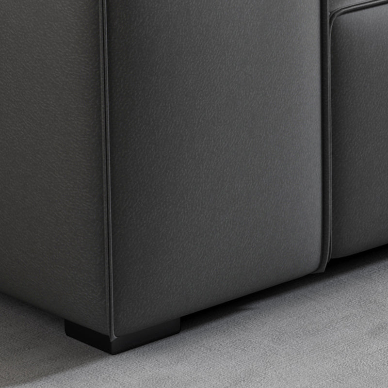 Scandinavian Grey Faux Leather Square Arm Sofa/Sectional with Wear-Resisting