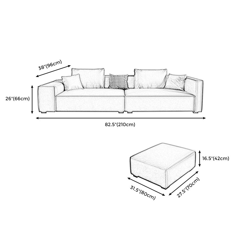 Scandinavian Grey Faux Leather Square Arm Sofa/Sectional with Wear-Resisting