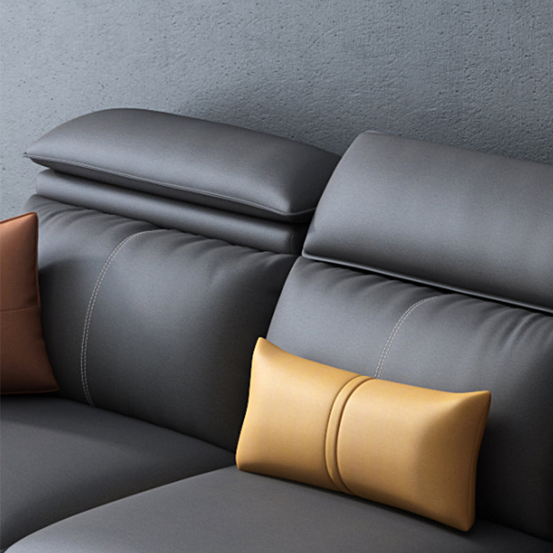 L-Shape Faux Leather Square Arm High Back Sectional with Stain-Resistant