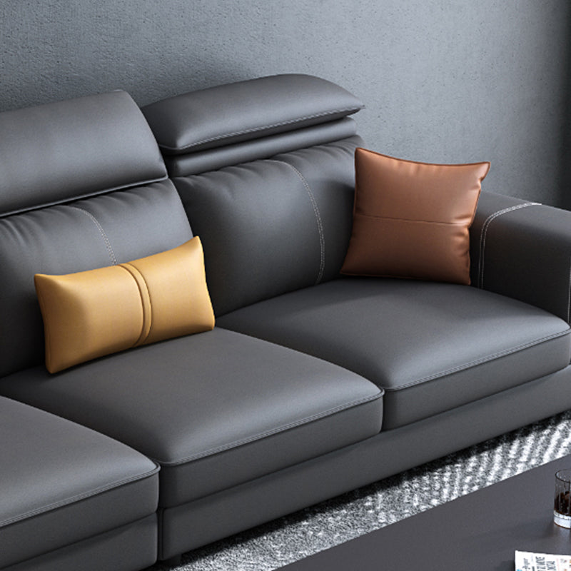 L-Shape Faux Leather Square Arm High Back Sectional with Stain-Resistant