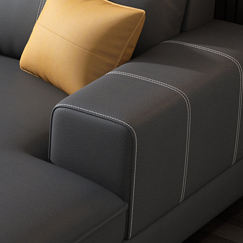 L-Shape Faux Leather Square Arm High Back Sectional with Stain-Resistant