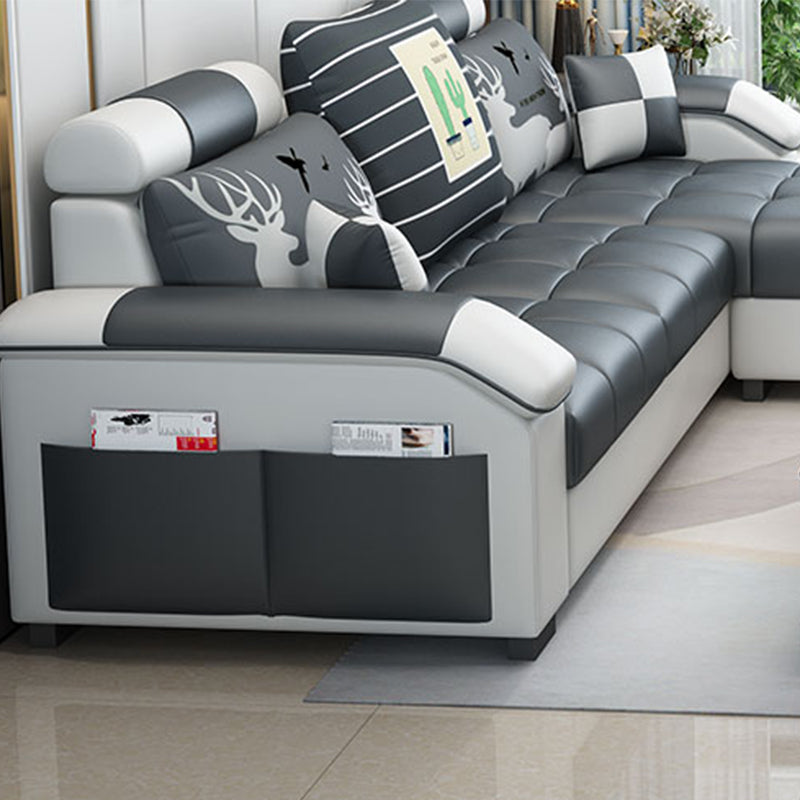 Modern Square Arm Sectionals 31.5"H High Back Sofa with Storage