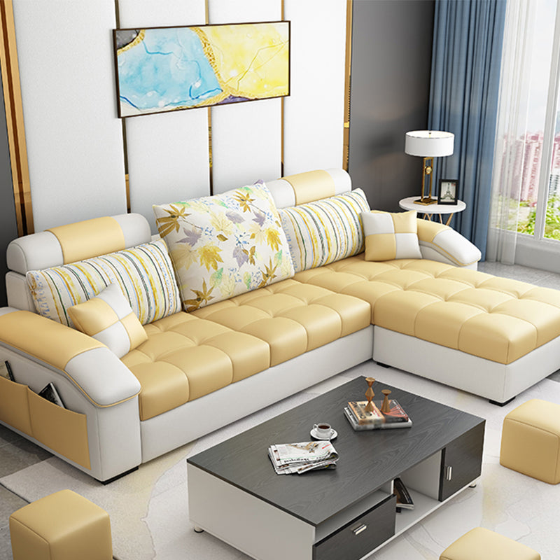 Modern Square Arm Sectionals 31.5"H High Back Sofa with Storage