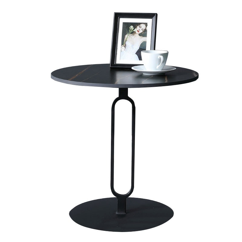 21.65" Tall Pedestal Side Table Mid-Century Modern Round Stone Top End Table