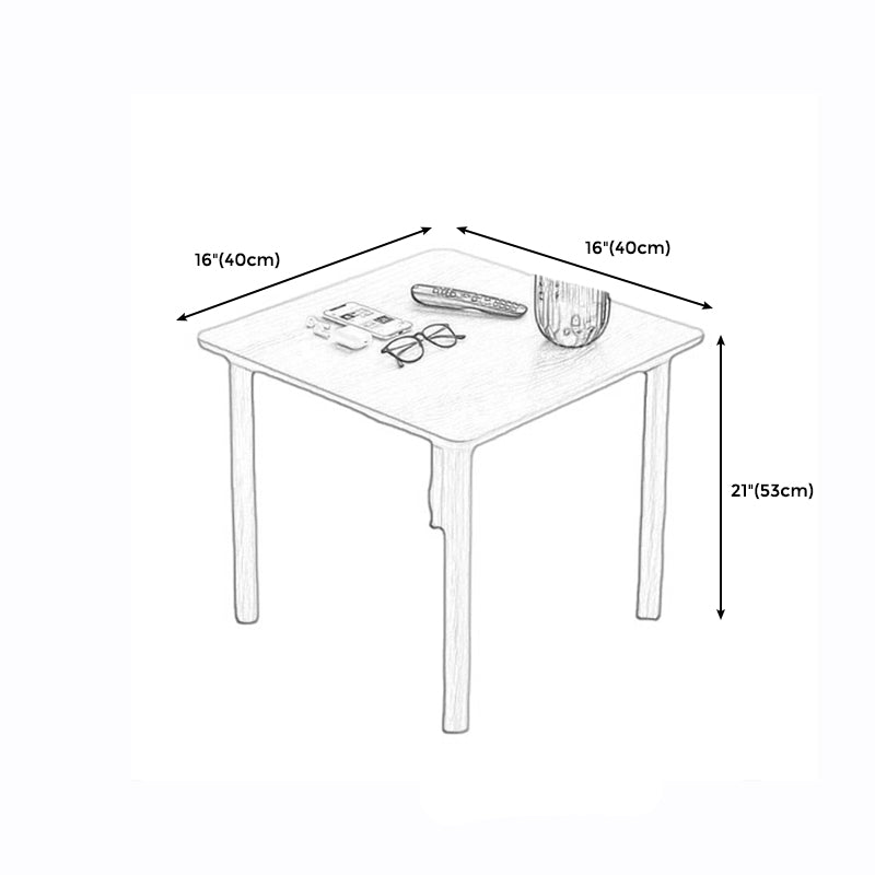 Scandinavian Wood End Table 4 Legs Sofa Side End Table with Shelf