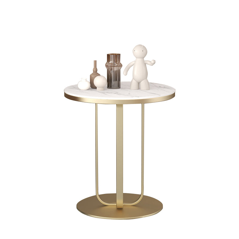 Modern Round Side Table 21.5" Tall Pedestal End Table in White