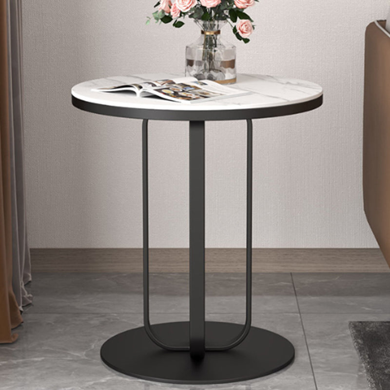 Modern Round Side Table 21.5" Tall Pedestal End Table in White