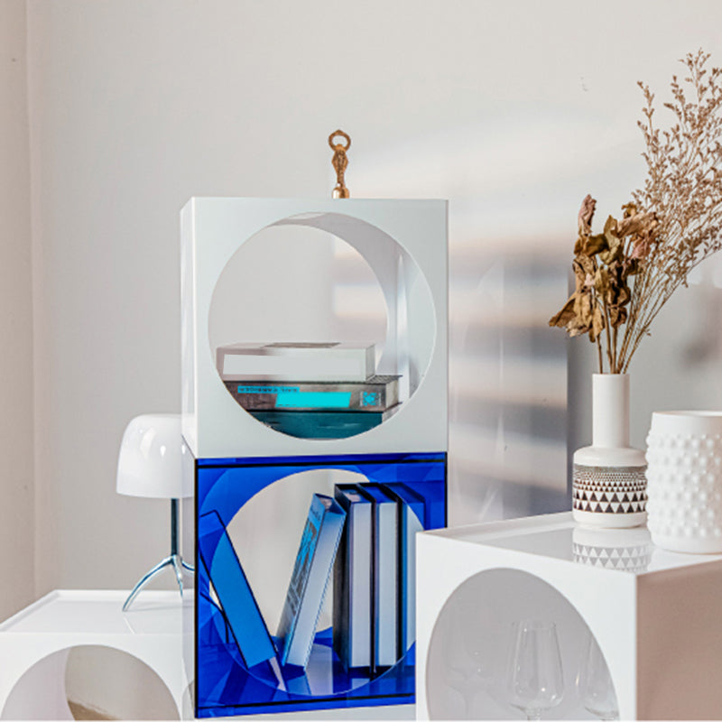 Square Acrylic Side Table 13.78" W x 13.78" H End Table with Storage