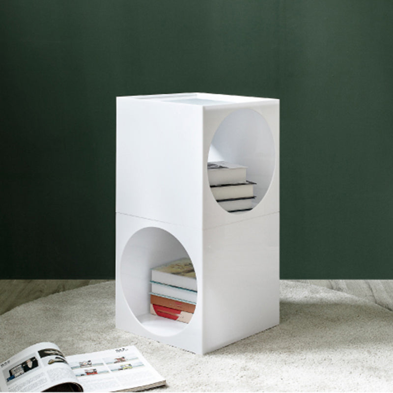 Square Acrylic Side Table 13.78" W x 13.78" H End Table with Storage